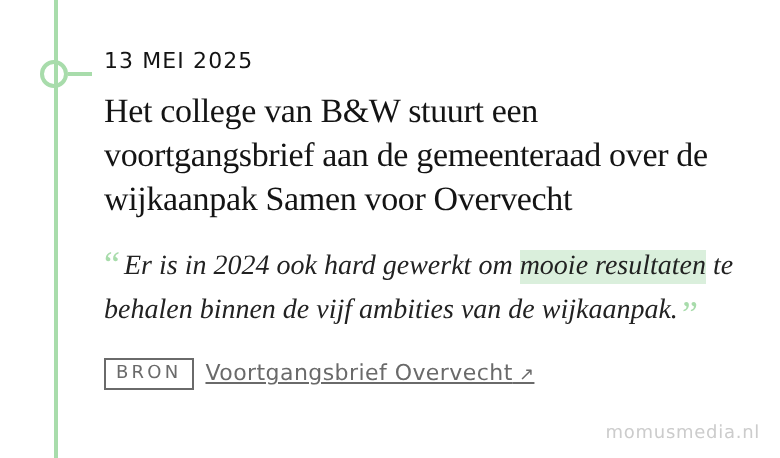 13 mei 2025 — Het college van B&W stuurt een voortgangsbrief aan de gemeenteraad